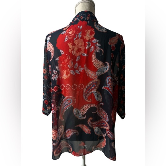 Cato Red and Navy Blue Floral Blouse - Picture 2 of 7